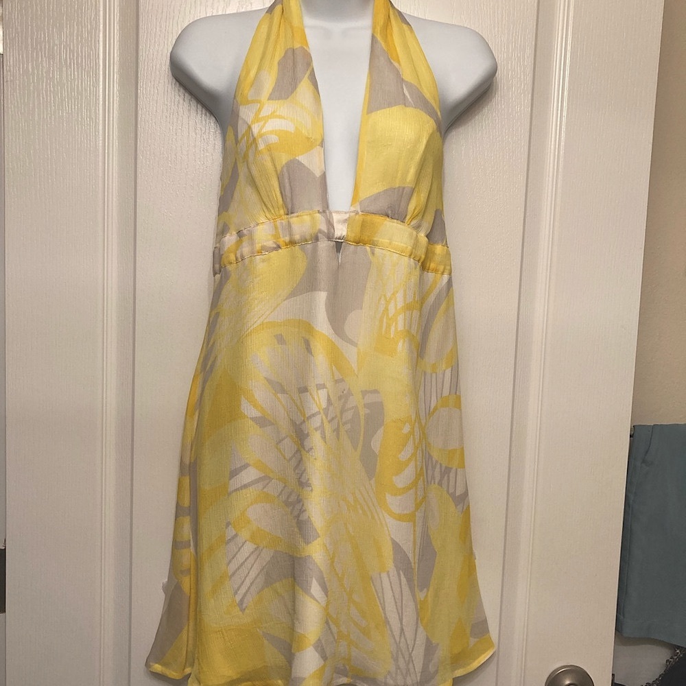 COPY - Express Halter 100% Silk Dress SZ 6-8 Sheer silk crepe outer layer! Low …